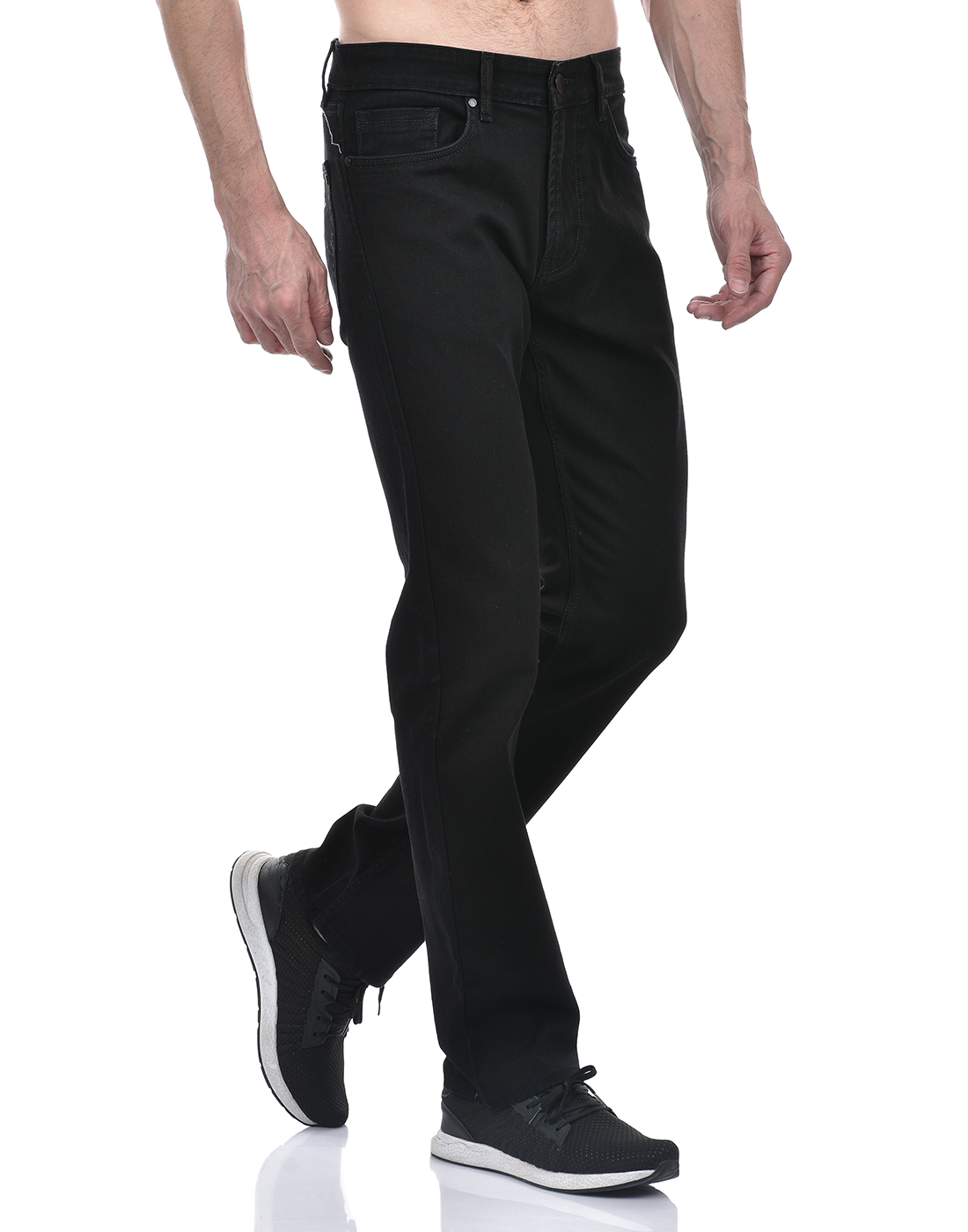 Numero Uno Men Tappered Fit Black Solid Sustainable Stretchable Jeans